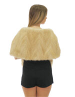 156 cm long mink fur stole with beige thin bands with drawstring on the sides - Image 3