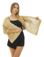 156 cm long mink fur stole with beige thin bands with drawstring on the sides - Image 4