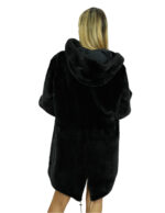 Mantel 54 wendbar schwarz nerz voll und wasserdicht Stoff Reißverschluss langarm 86 cm lang – Bild 5