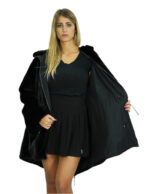 Mantel 54 wendbar schwarz nerz voll und wasserdicht Stoff Reißverschluss langarm 86 cm lang – Bild 6