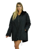 Mantel 54 wendbar schwarz nerz voll und wasserdicht Stoff Reißverschluss langarm 86 cm lang – Bild 7
