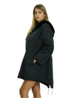 Mantel 54 wendbar schwarz nerz voll und wasserdicht Stoff Reißverschluss langarm 86 cm lang – Bild 8