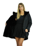 Mantel 54 wendbar schwarz nerz voll und wasserdicht Stoff Reißverschluss langarm 86 cm lang – Bild 12