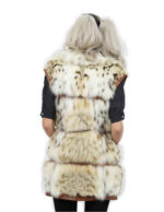Gilet di volpe beige leggermente maculato taglia 44 colletto italiano pelle marrone con chiusura zip