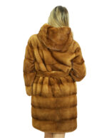 Cappotto pelliccia visone gold 50 lungo 90 centimetri con cappuccio foderato in pelliccia maniche lunga cinta pelliccia