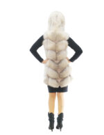 Vest fox fur vest 52 white gradient V with hood and suede closure - Image 5