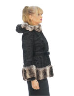 Giacca second life persiano e chinchilla 48 con tasche esterne chiusura ganci manica 3/4