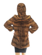 Cappotto 82 cm gold sfumato nero 48 visone orizzontale cappuccio manica lunga chiusura ganci