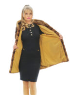 Cappotto 82 cm gold sfumato nero 48 visone orizzontale cappuccio manica lunga chiusura ganci