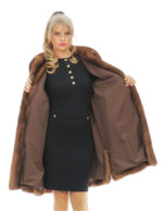 Nerzjacke Vollleder 100 cm Demi Buff 3/4 Ärmel Italienischer Kragen Second Life Schlitze unten – Bild 6