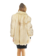 Cappotto in pelliccia di volpe beige con sfumature sul nero 50 manica lunga collo sciallato