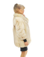 Cappotto in pelliccia di volpe beige con sfumature sul nero 50 manica lunga collo sciallato