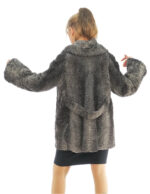 Cappotto in pelliccia di persiano 56 grigio con martin gala dietro manica lunga collo tondo