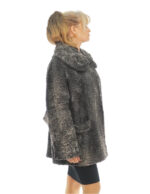 Cappotto in pelliccia di persiano 56 grigio con martin gala dietro manica lunga collo tondo