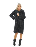 Cappotto persiano second life petto e bavero 52 nero manica lunga chiusura ganci tasche esterne