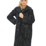 Cappotto persiano second life petto e bavero 52 nero manica lunga chiusura ganci tasche esterne
