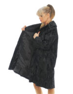 Cappotto persiano second life petto e bavero 52 nero manica lunga chiusura ganci tasche esterne