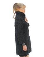 Cappotto in pelliccia di persiano 44 sfiancato collo pistagna con bottone e martin gala dietro