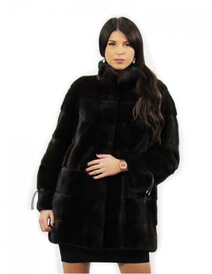 Giacca 80 cm tasche a boccale colore mogano taglia 44 colore mogano coulisse sui polsi collo pistagna