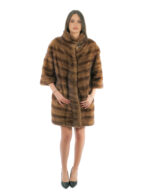 92 centimetri cappotto visone orizzontale second life con manica 3/4 48 collo cratere
