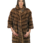 92 centimetri cappotto visone orizzontale second life con manica 3/4 48 collo cratere