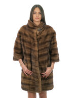 92 centimetri cappotto visone orizzontale second life con manica 3/4 48 collo cratere