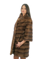 92 centimetri cappotto visone orizzontale second life con manica 3/4 48 collo cratere
