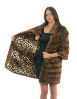 92 centimetri cappotto visone orizzontale second life con manica 3/4 48 collo cratere
