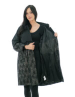 Cappotto severi darling 48 in lana con rifiniture in pelliccia nero con cappuccio staccabile e manica lunga