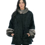 Persian fur cape with chinchilla cuffs and collar wide model 3/4 sleeve side slits
