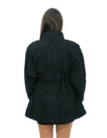 Cappotto in pelliccia di persiano 54 nero con cintura interna vita manica lunga e collo pistagna