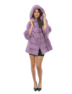 Mantella a manica lunga glicine viola 48-56 con coppia lavorazione manica pelle intera e orizzontale cappuccio