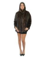 Vollfell-Nerzpelzjacke Demi Buff 48 Koreanischer Kragen Langarmverschluss Haken – Bild 4