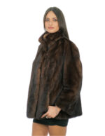 Vollfell-Nerzpelzjacke Demi Buff 48 Koreanischer Kragen Langarmverschluss Haken – Bild 3