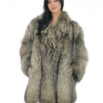 Cappotto 86 centimetri volpe argentata grigio 54 pelli intere verticali manica lunga e chiusura ganci
