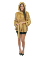 Cappotto in pelliccia di visone gold 44 con cintura in pelle esterna pelle intera