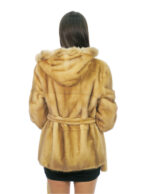 Cappotto in pelliccia di visone gold 44 con cintura in pelle esterna pelle intera