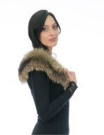 Brown gradient natural fox fur collar with pointed shape and brown lining - Image 3