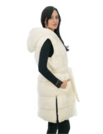 Cream white reversible vest 46 mink and wool fur zip closure side slits with zip wool - Image 3