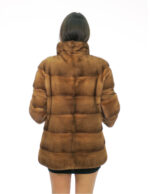 Cappotto pistagna pelliccia visone 70 centimetri 50 gold oro manica lunga tasche esterne e tasca interna