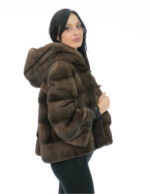 Mink fur jacket bell sleeve 46 demi buff short 56cm hood three quarter sleeve - Image 3