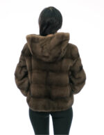 Mink fur jacket bell sleeve 46 demi buff short 56cm hood three quarter sleeve - Image 5