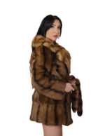 Cappotto in pelliccia pedigree e zibellino 48 marrone sottocosto cappotto 84 centimetri petto e bavero - immagine 3