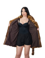 Cappotto in pelliccia pedigree e zibellino 48 marrone sottocosto cappotto 84 centimetri petto e bavero - immagine 6