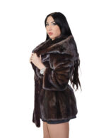 Cappotto in pelliccia di visone 42 verticale lungo 78 centimetri cappuccio cintura esterna in pelliccia - immagine 2