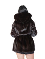 Cappotto in pelliccia di visone 42 verticale lungo 78 centimetri cappuccio cintura esterna in pelliccia - immagine 5
