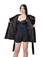 Cappotto in pelliccia di visone 42 verticale lungo 78 centimetri cappuccio cintura esterna in pelliccia - immagine 6