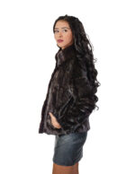 Short mink fur jacket carried worked horizontally 44 height 58 with runway collar - Image 3