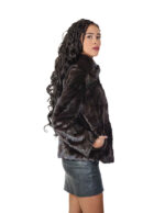 Short mink fur jacket carried worked horizontally 44 height 58 with runway collar - Image 2