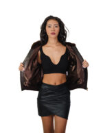 Bomber in pelliccia di visone orizzontale 42 demi buff manica lunga elastico polsi e fondo chiusura zip - immagine 6